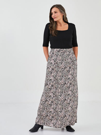 Patterned A-Line Belmando Fabric Women's Skirt with Elastic Waist