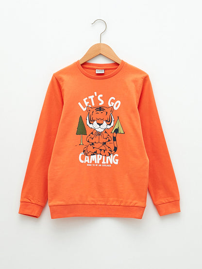 Crew Neck Printed Long Sleeve Boys' T-Shirt