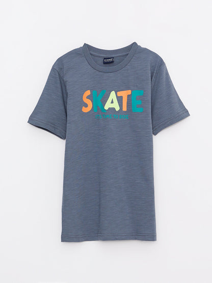 Crew Neck Printed Short Sleeve Cotton Boys' T-Shirt