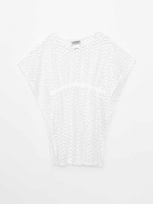 Crew Neck Self-Patterned Girl's Pareo