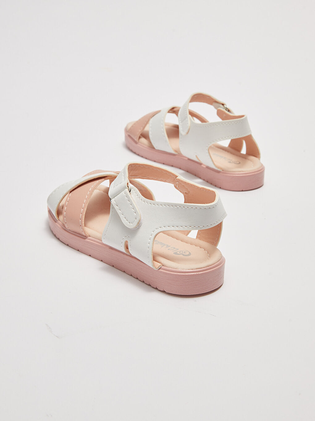 Cross Strapped Color Block Velcro Girls Sandals