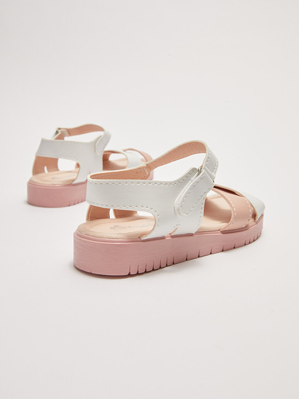 Cross Strapped Color Block Velcro Girls Sandals