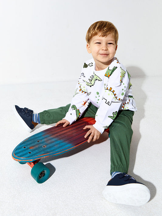 Crew Neck Long Sleeve Printed Baby Boy Sweatshirt and Jogger Pants 2-Piece Set