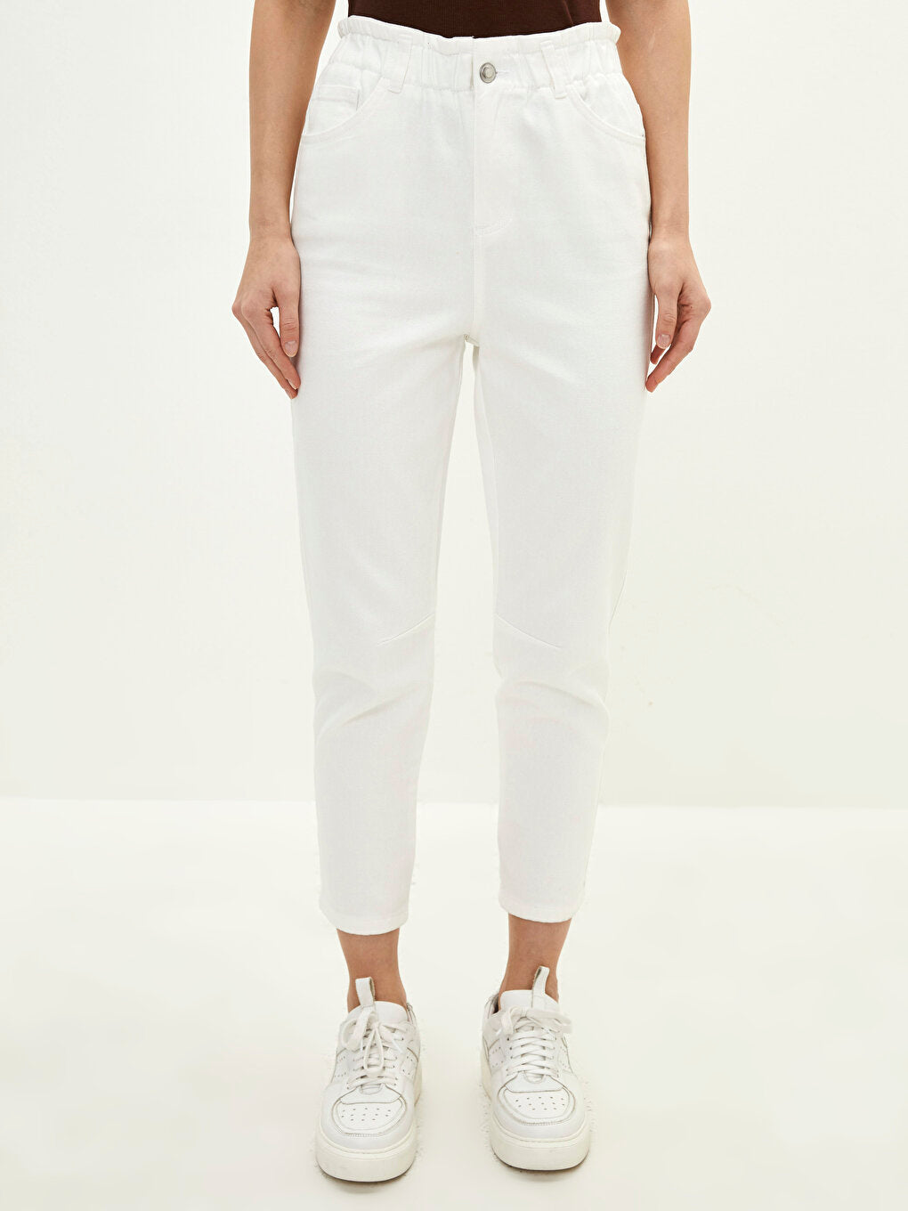 Normal Waist Standard Fit Pocket Detailed Gabardine Fabric Women's Trousers