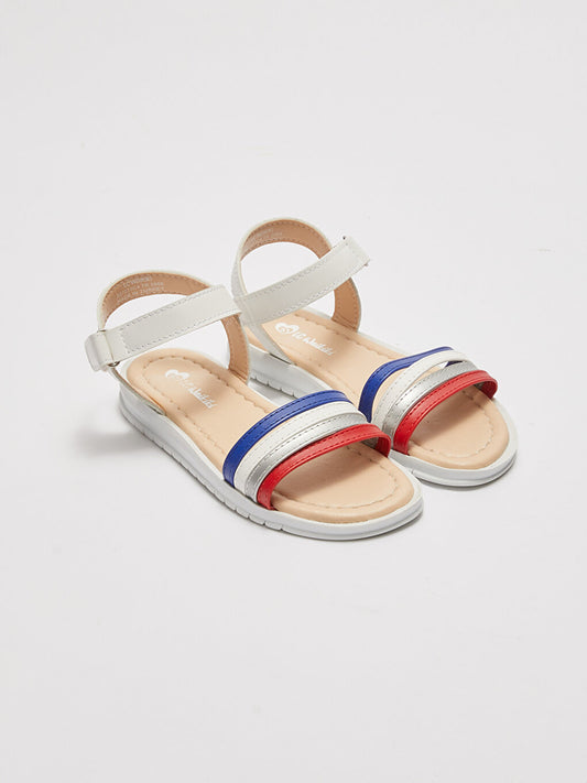 Colorful Single Strap Velcro Girls Sandals