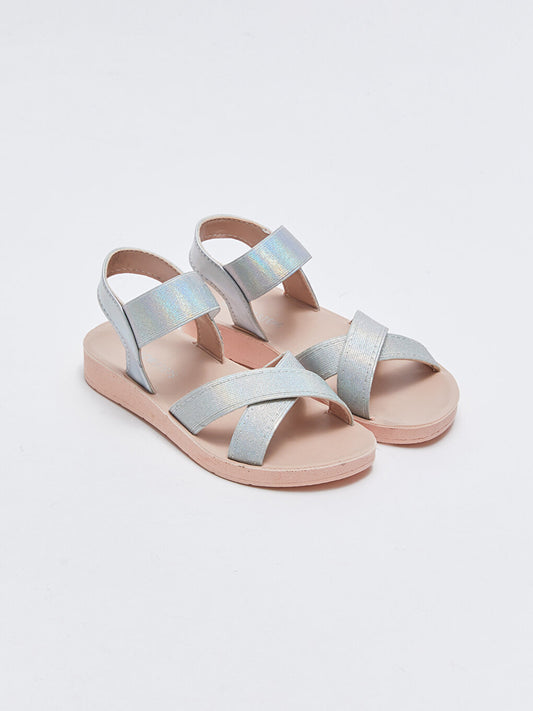 Cross-Strapped Elastic Girls' Sandals