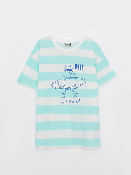 Crew Neck Printed Short Sleeve Cotton Boys' T-Shirt