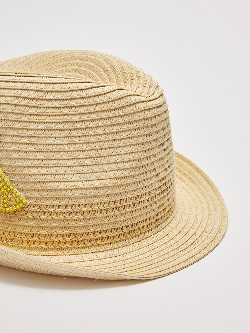 Girl's Fedora Hat with Straw Patch Detail