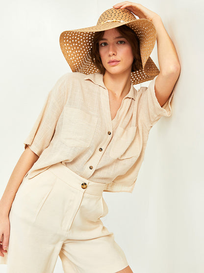 Straw Self-Patterned Women's Fedora Hat