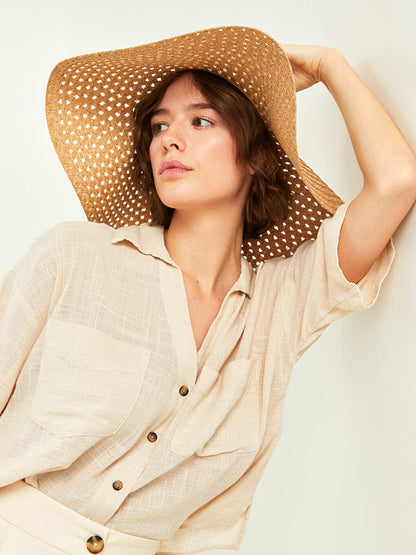 Straw Self-Patterned Women's Fedora Hat