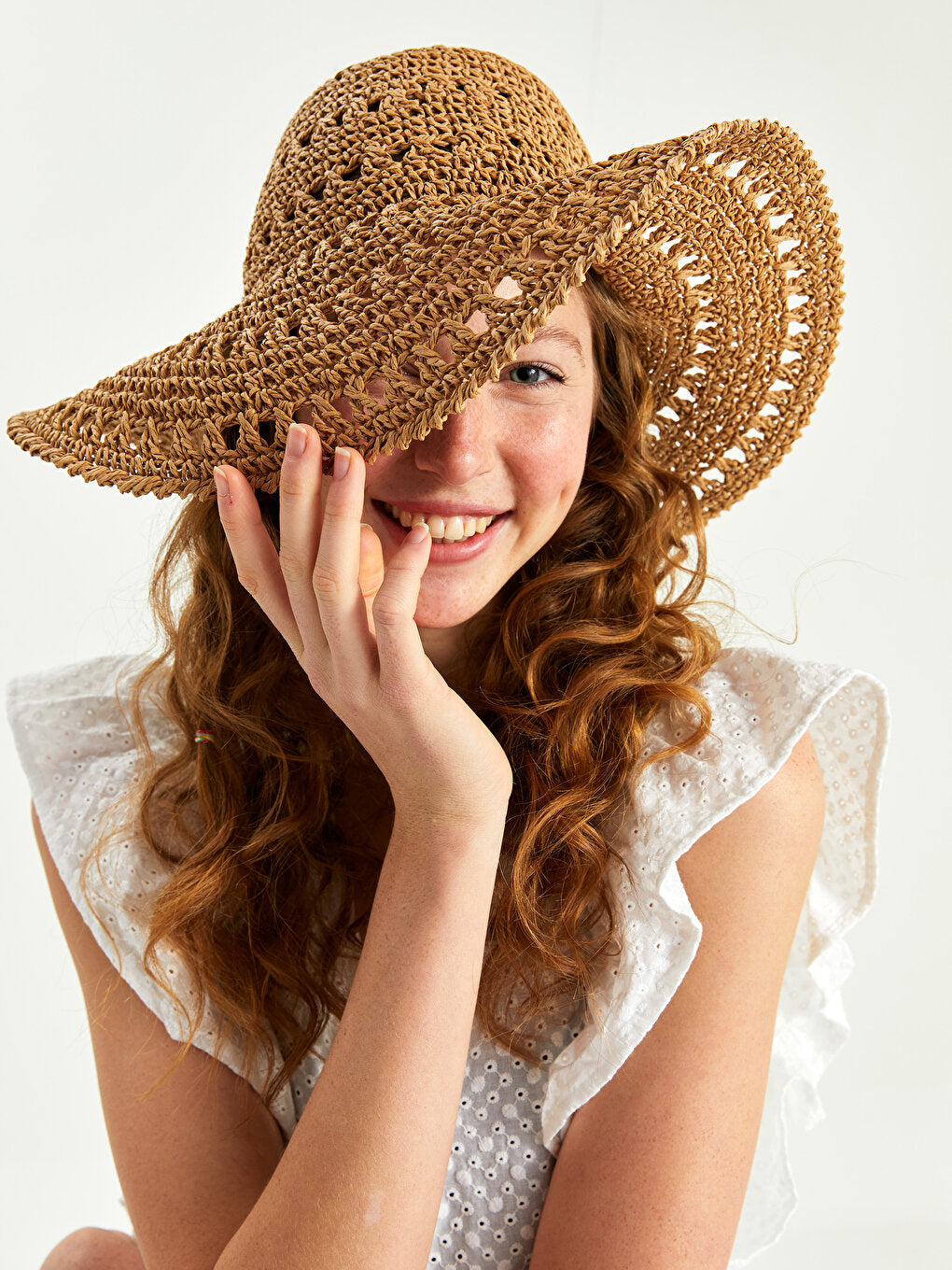 Self Patterned Women's Straw Fedora Hat