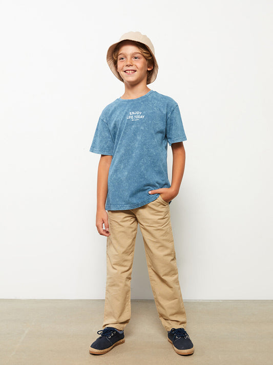 Basic Gabardine Boy's Trousers with Elastic Waist