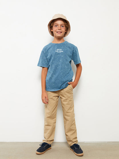 Basic Gabardine Boy's Trousers with Elastic Waist