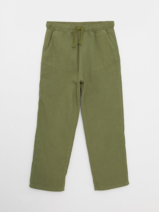 Basic Gabardine Boy's Trousers with Elastic Waist