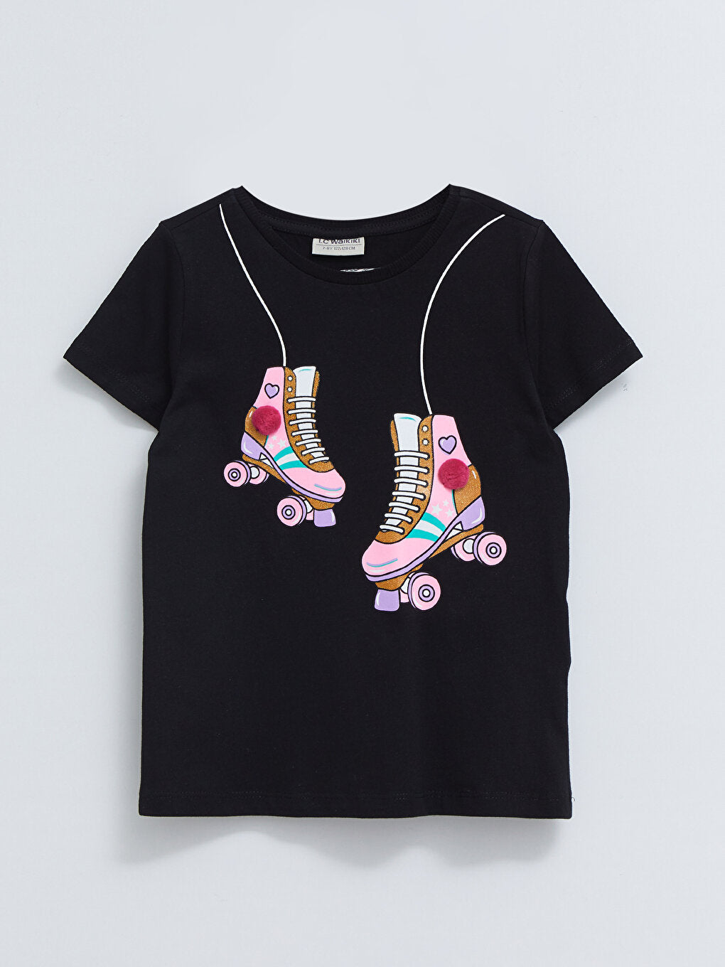 Crew Neck Printed Short Sleeve Cotton Girls' T-Shirt