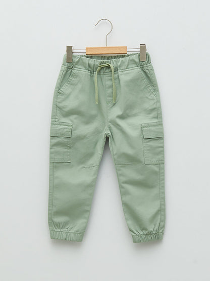 Basic Cotton Baby Boy Jogger Pants with Elastic Waist