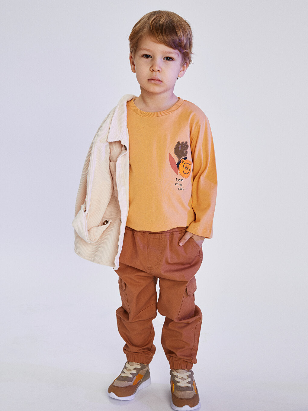 Basic Cotton Baby Boy Jogger Pants with Elastic Waist