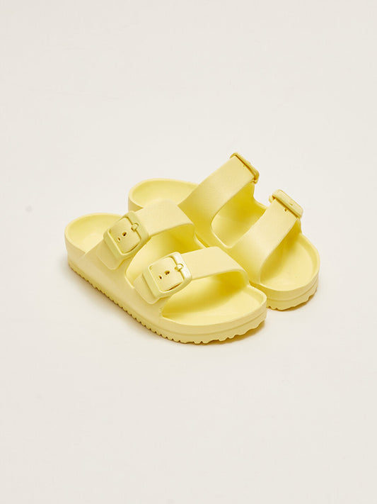 Girls' Slippers with Double Band Buckle Detail