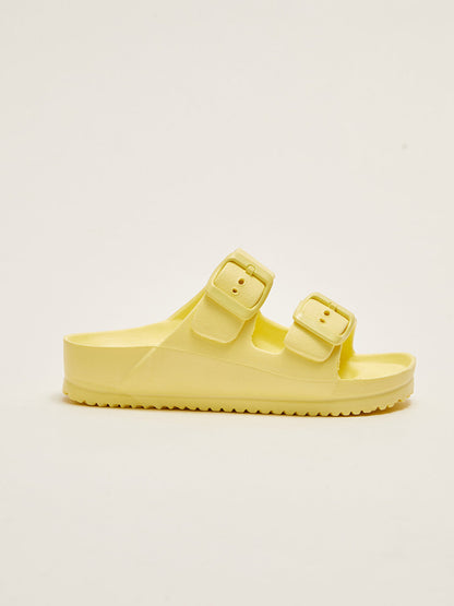 Girls' Slippers with Double Band Buckle Detail