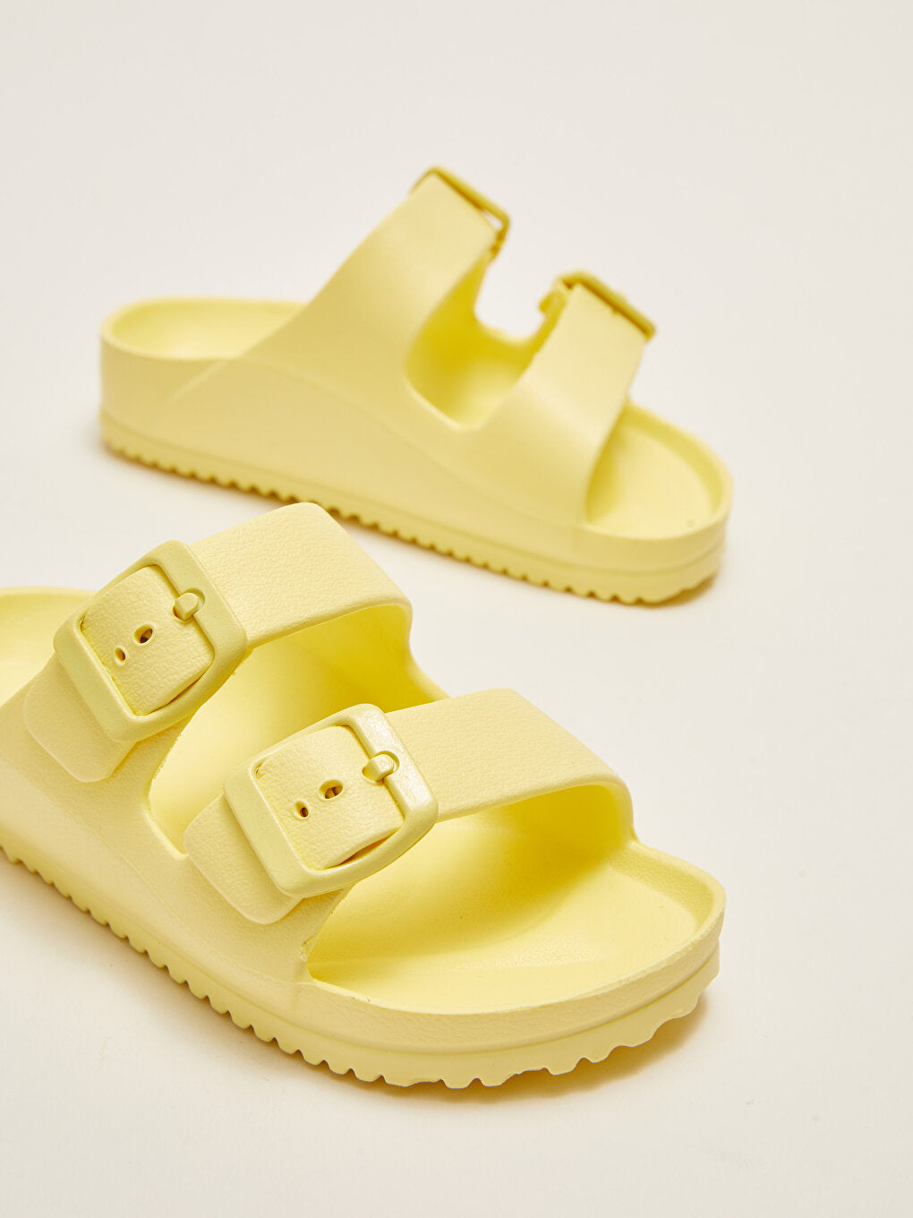 Girls' Slippers with Double Band Buckle Detail