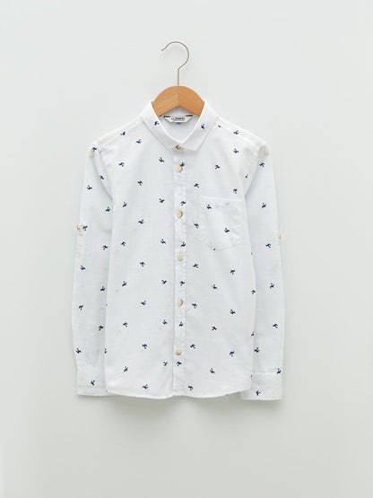 Patterned Long Sleeve Poplin Boy's Shirt