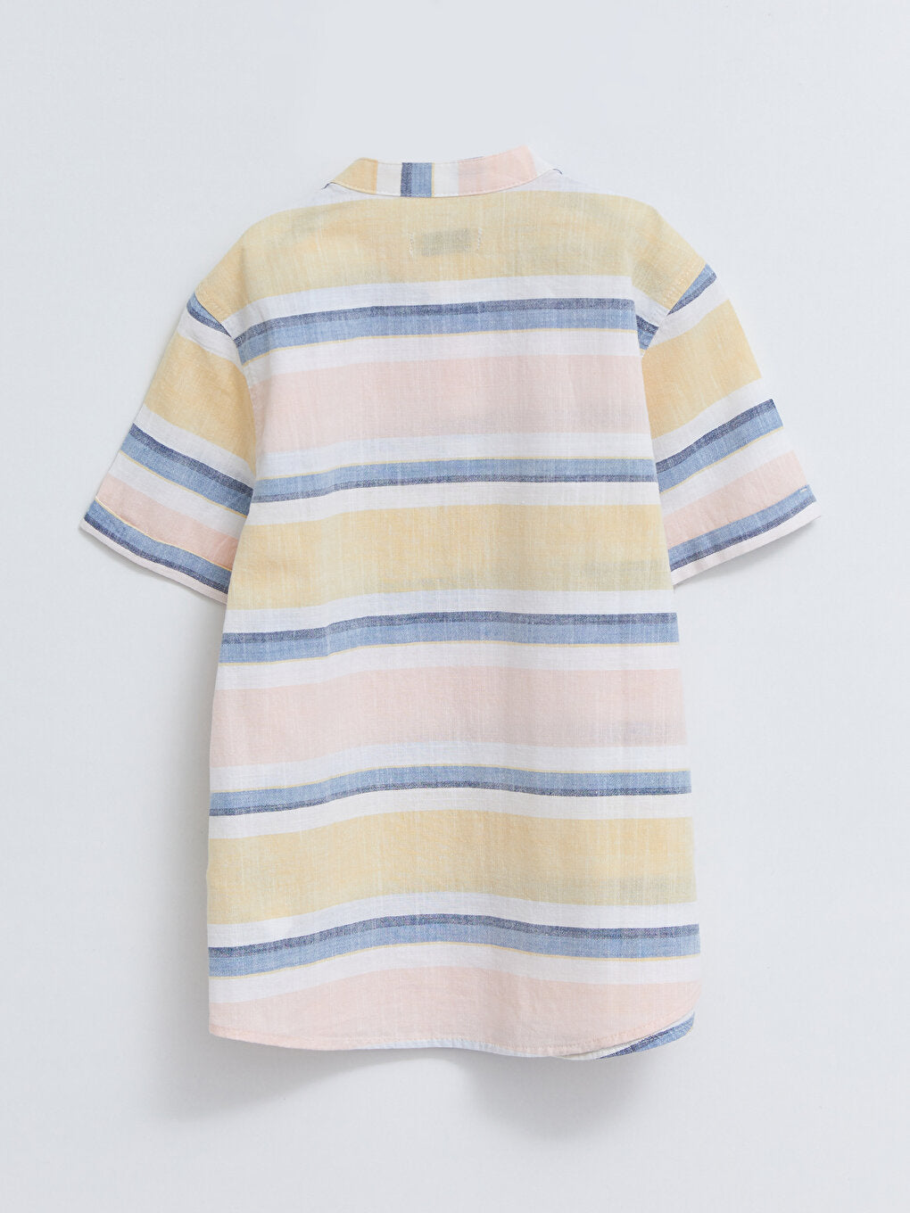 Magnificent Collar Striped Short Sleeve Poplin Boy's Shirt