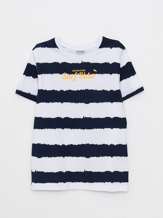 Crew Neck Printed Short Sleeve Cotton Boys' T-Shirt