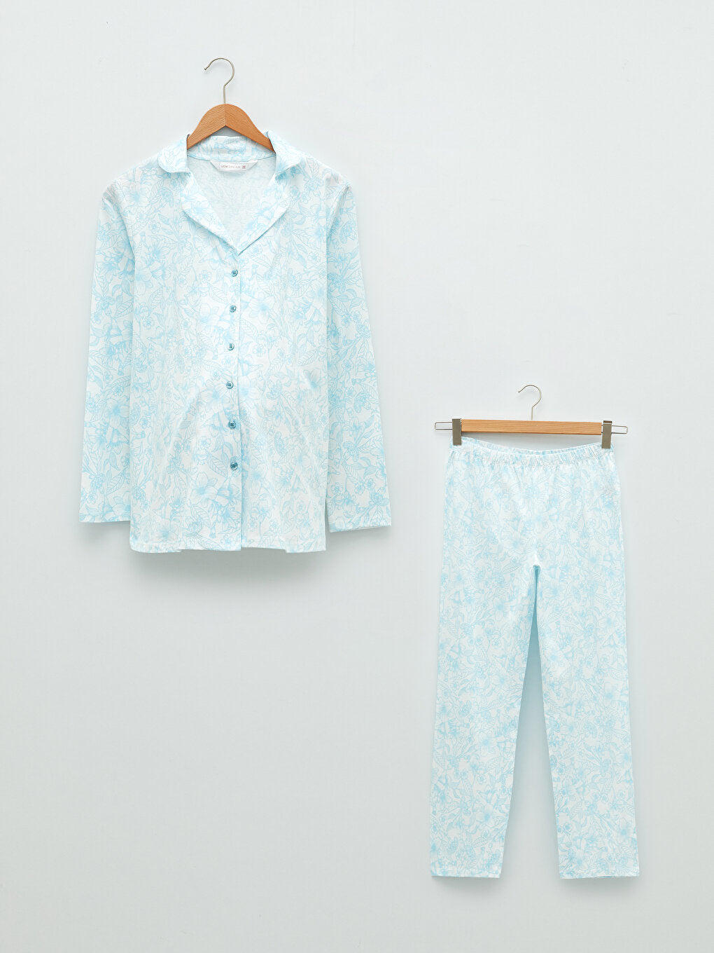 Shirt Collar Floral Long Sleeve Cotton Maternity Pajama Set