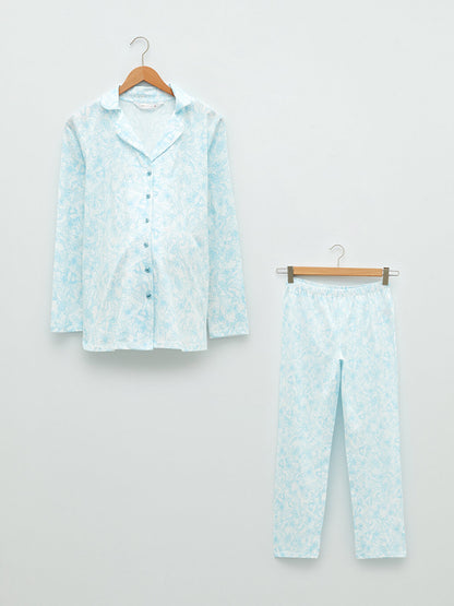 Shirt Collar Floral Long Sleeve Cotton Maternity Pajama Set