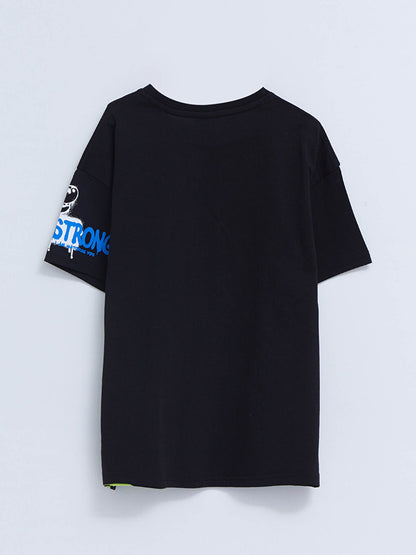 Crew Neck Printed Short Sleeve Cotton Boys' T-Shirt