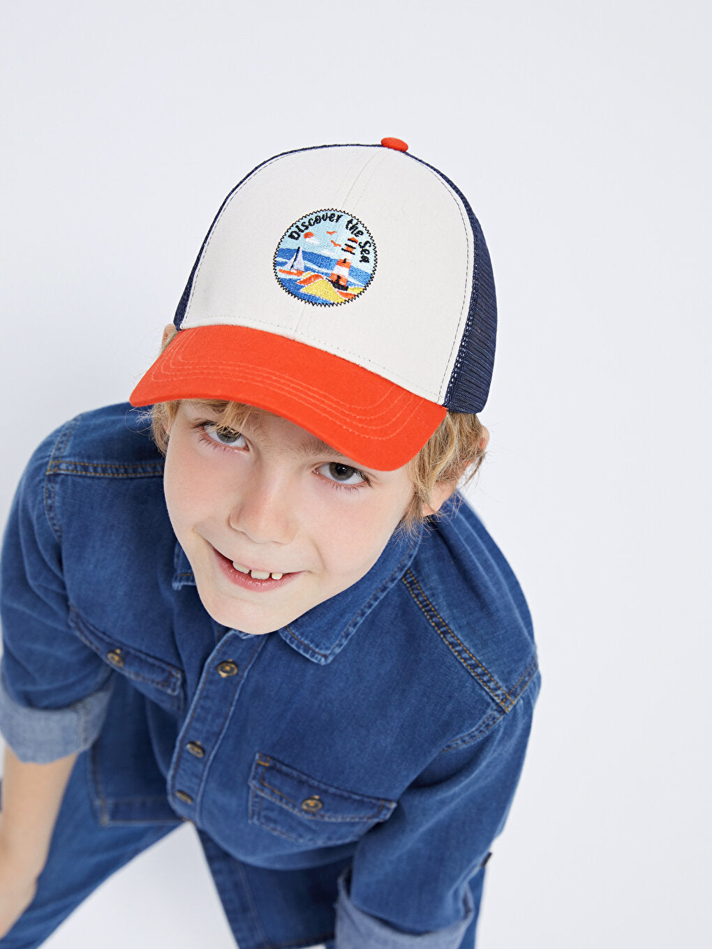 Embroidered Mesh Detailed Boy's Cap Hat