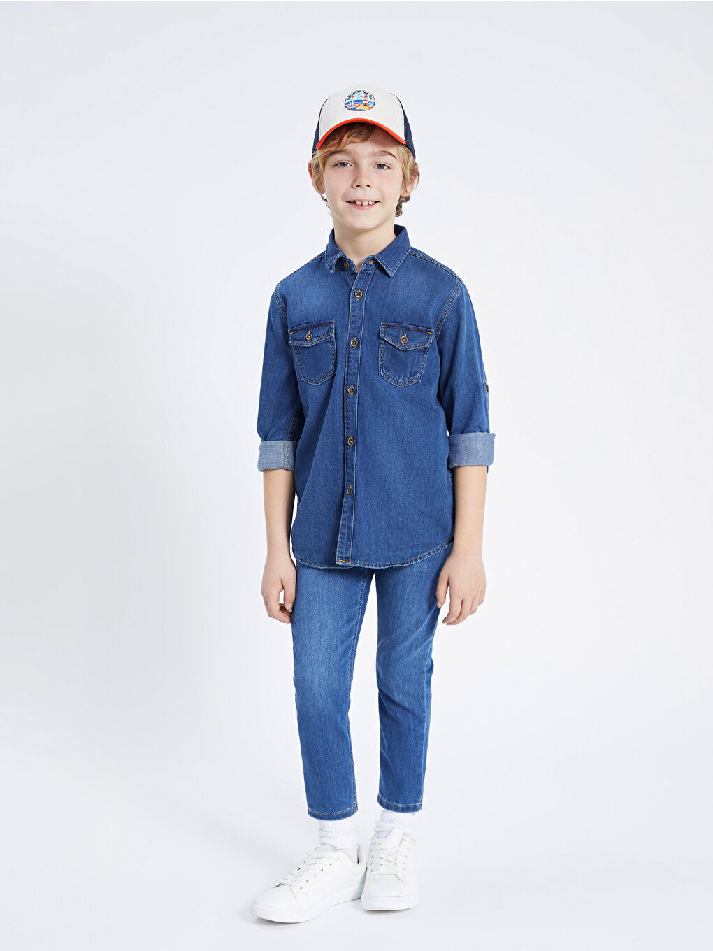 Embroidered Mesh Detailed Boy's Cap Hat