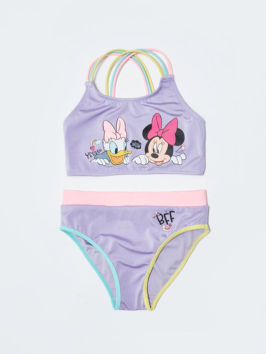 Minnie Mouse and Daisy Duck Printed Girl's Bikini Made of Flexible Fabric