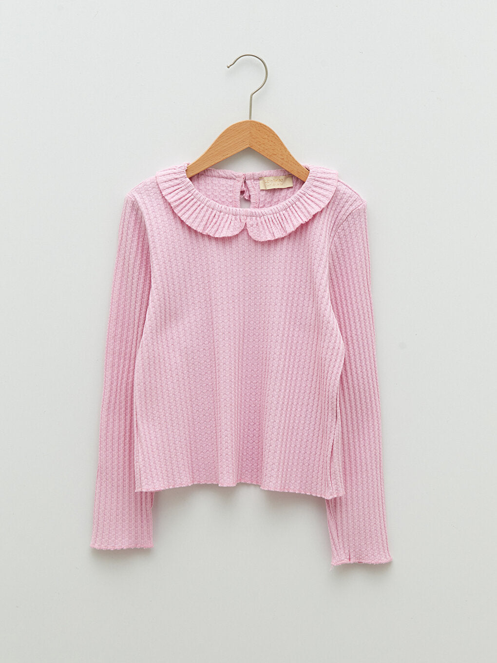 Baby Collar, Patterned Long Sleeve Cotton Girls' T-Shirt