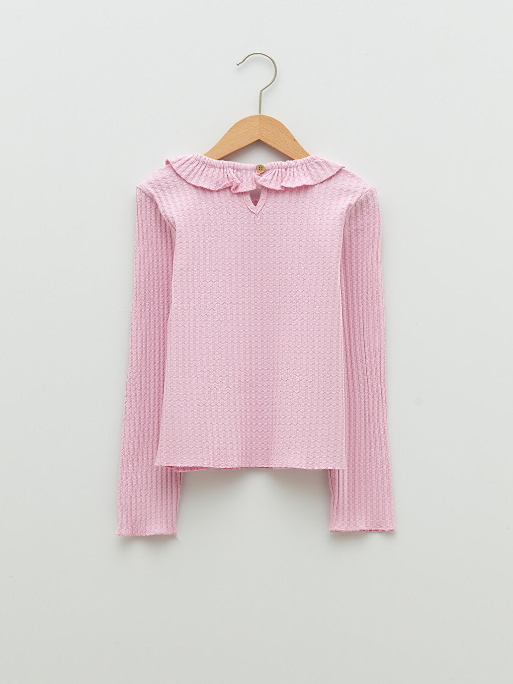 Baby Collar, Patterned Long Sleeve Cotton Girls' T-Shirt