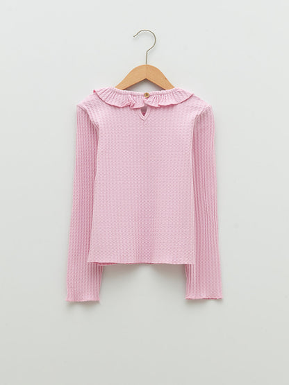 Baby Collar, Patterned Long Sleeve Cotton Girls' T-Shirt