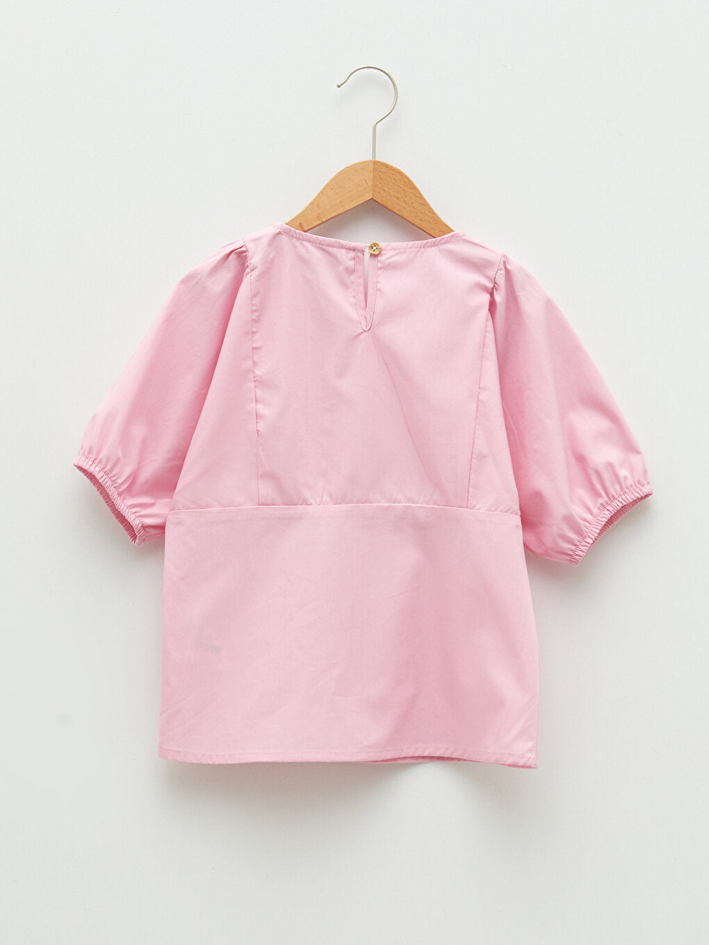 Crew Neck Basic Long Sleeve Poplin Girl's Blouse