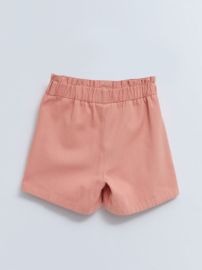 Basic Gabardine Girl's Shorts Skirt with Elastic Waist