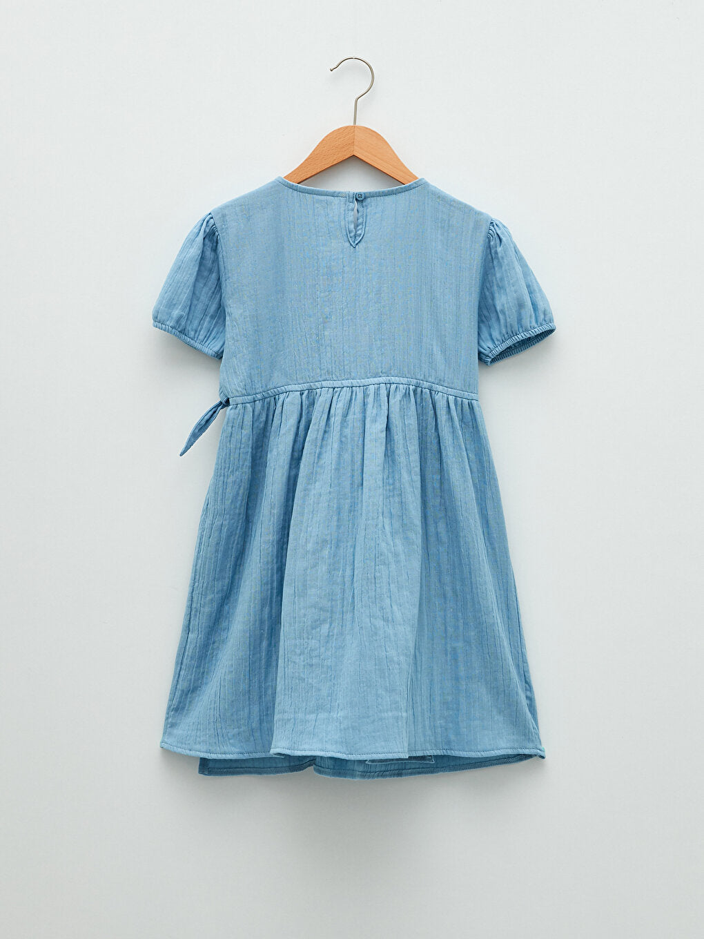 V-Neck Basic Short Sleeve Cotton Girl's Dress