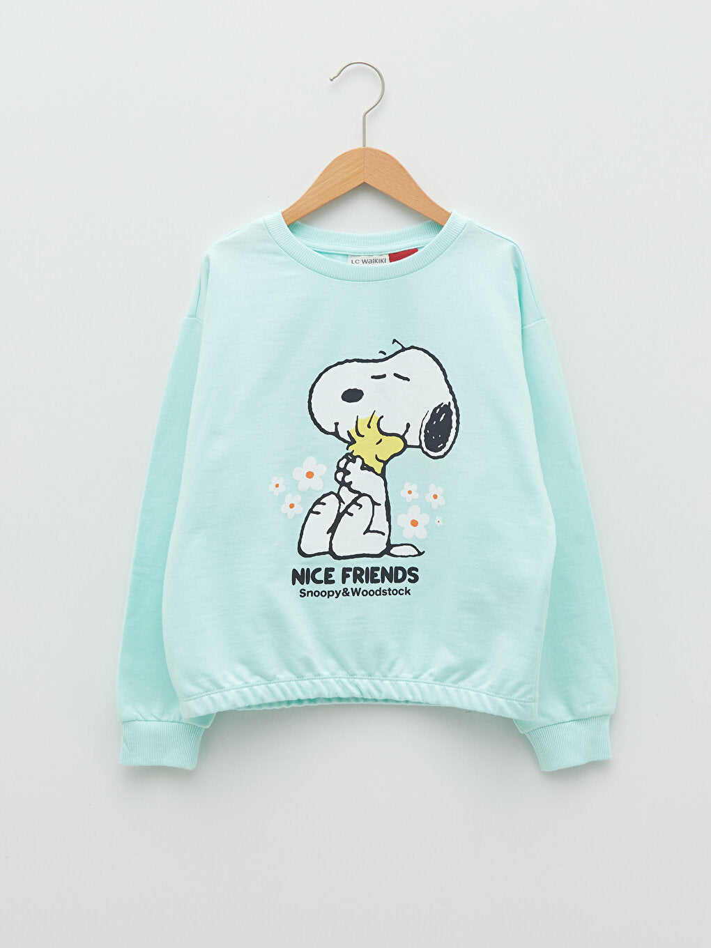 Crew Neck Snoopy Printed Long Sleeve Girl's Sweatshirt