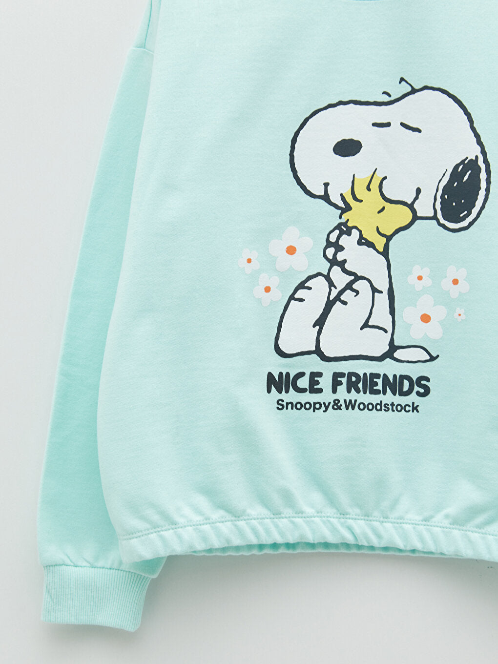 Crew Neck Snoopy Printed Long Sleeve Girl's Sweatshirt