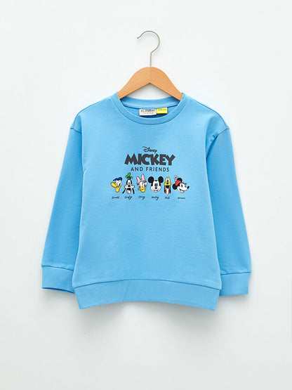 Crew Neck Mickey and Friends Printed Long Sleeve Girl's Sweatshirt