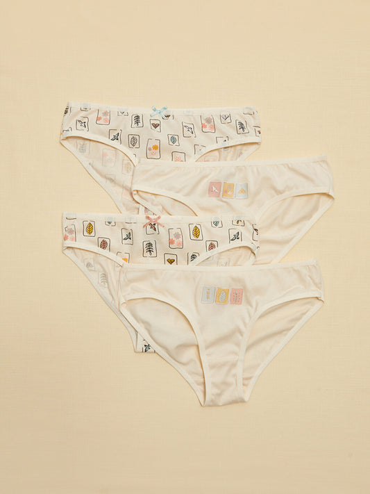 Printed Organic Cotton Girl's Panties 4-pack