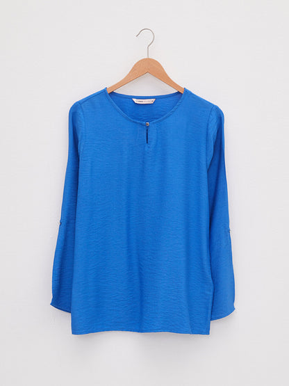 Crew Neck Plain Long Sleeve Women's Blouse