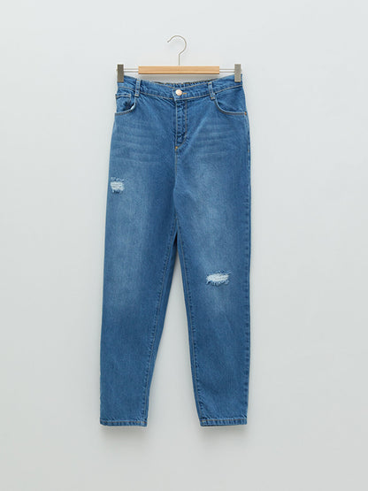 Basic Cotton Girl's Mom Jean Trousers