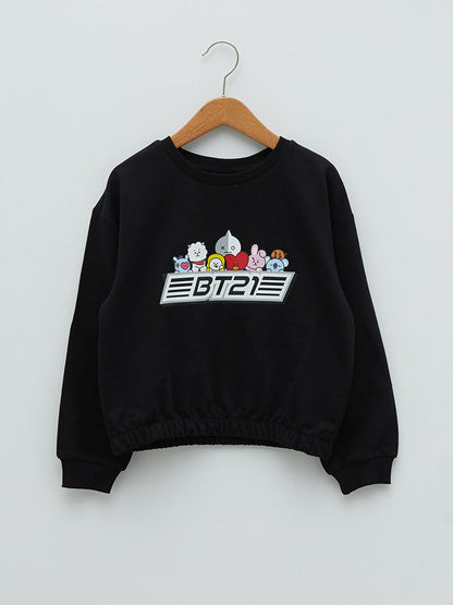 Crew Neck BT21 Printed Long Sleeve Girl's Sweatshirt