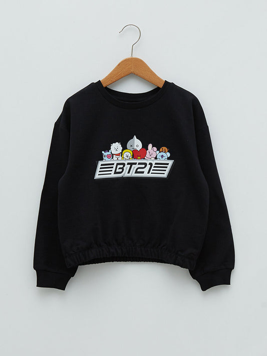 Crew Neck BT21 Printed Long Sleeve Girl's Sweatshirt