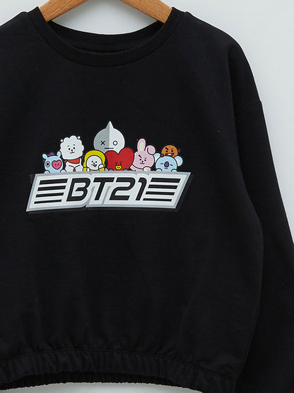 Crew Neck BT21 Printed Long Sleeve Girl's Sweatshirt