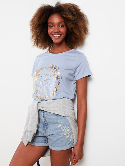 Crew Neck Printed Short Sleeve Women's T-Shirt