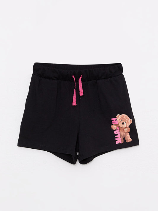 Printed Girls' Shorts with Elastic Waist